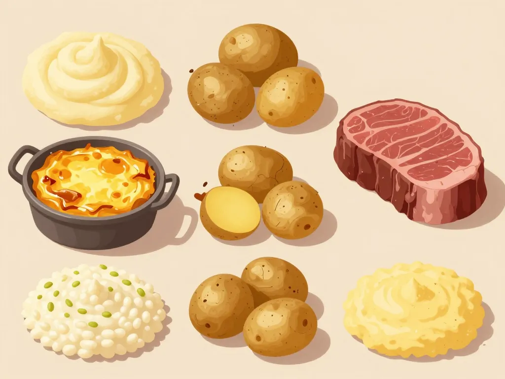 accompagnement filet de boeuf avec pommes de terre et féculents variés