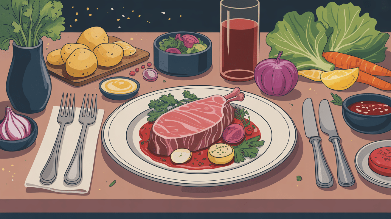 accompagnement filet de boeuf sur table gastronomique élégante