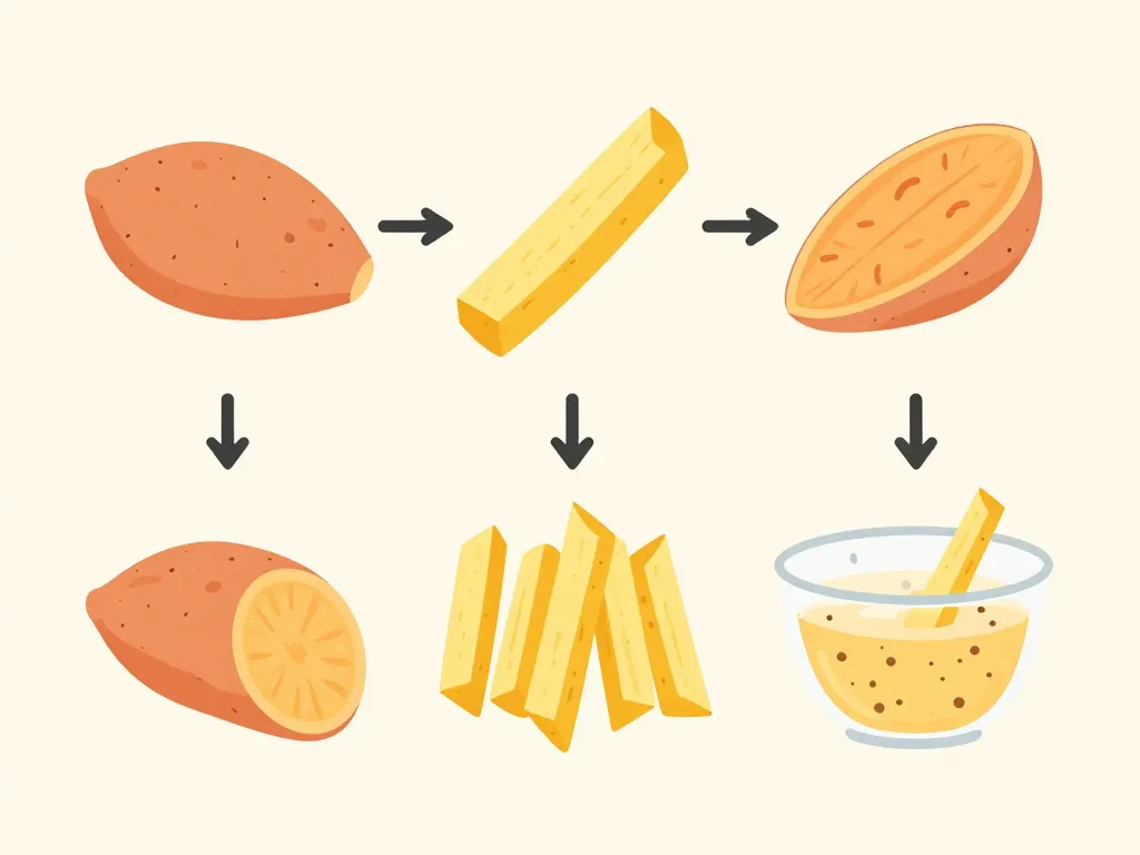 Étapes frite de patate douce recettes préparation basique