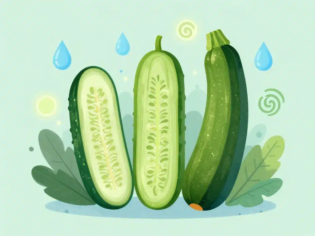 Illustration santé concombre courgette