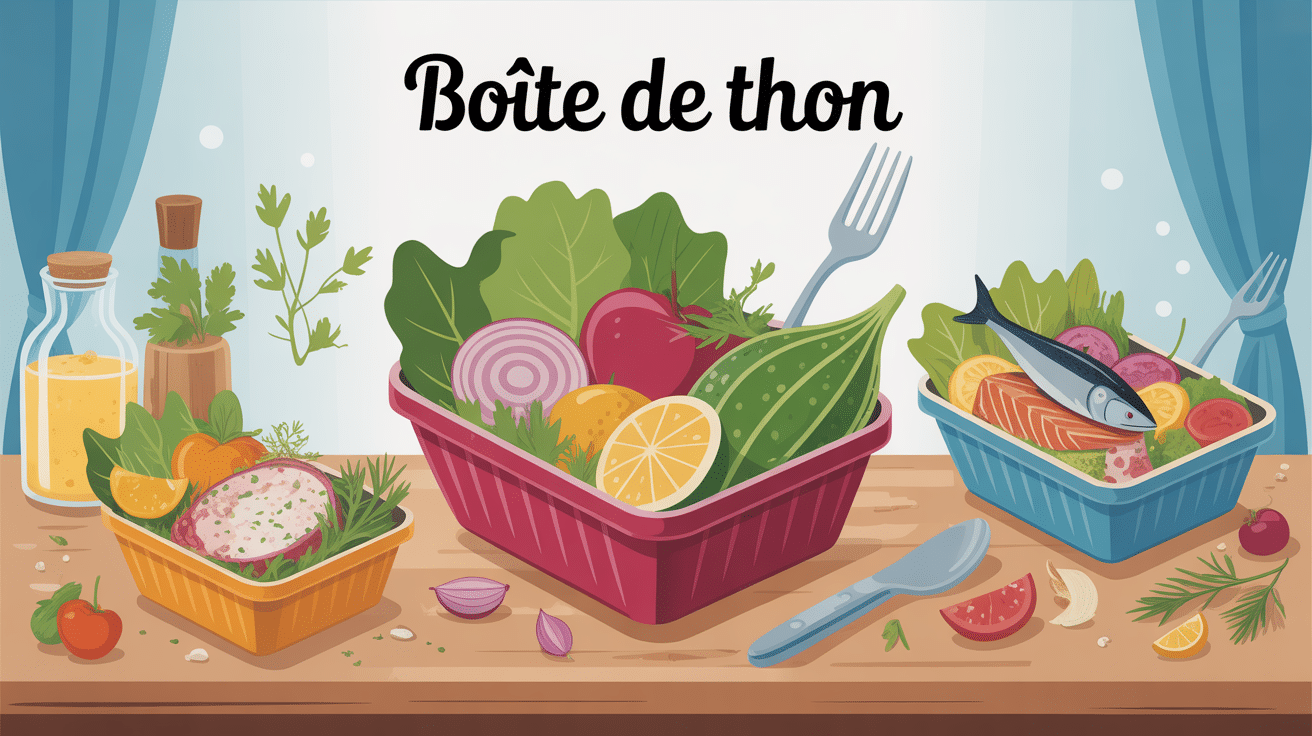 illustration boite de thon en cuisine
