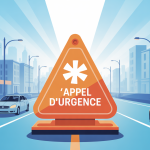 illustration borne d'appel d'urgence en ville et route