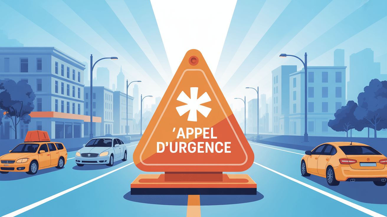 illustration borne d'appel d'urgence en ville et route