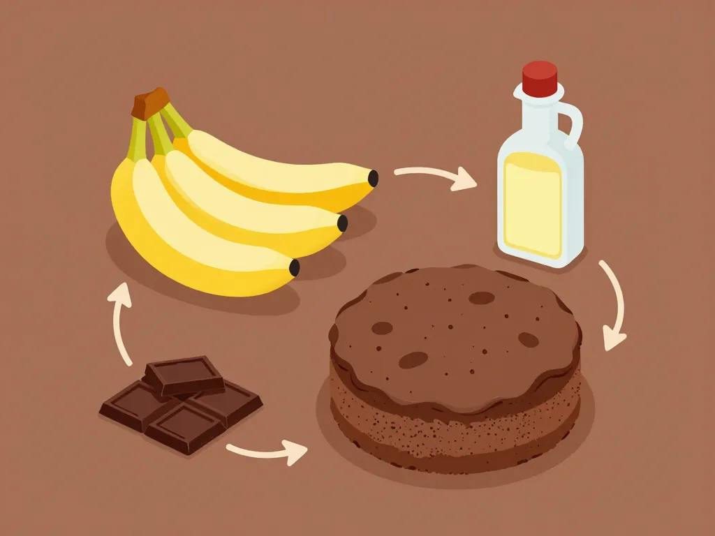 diagramme des ingrédients cake banane chocolat sans beurre