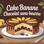 cake banane chocolat sans beurre en tranches avec banane et chocolat