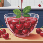 bocal de cerises au sirop sans stérilisation sur table estivale