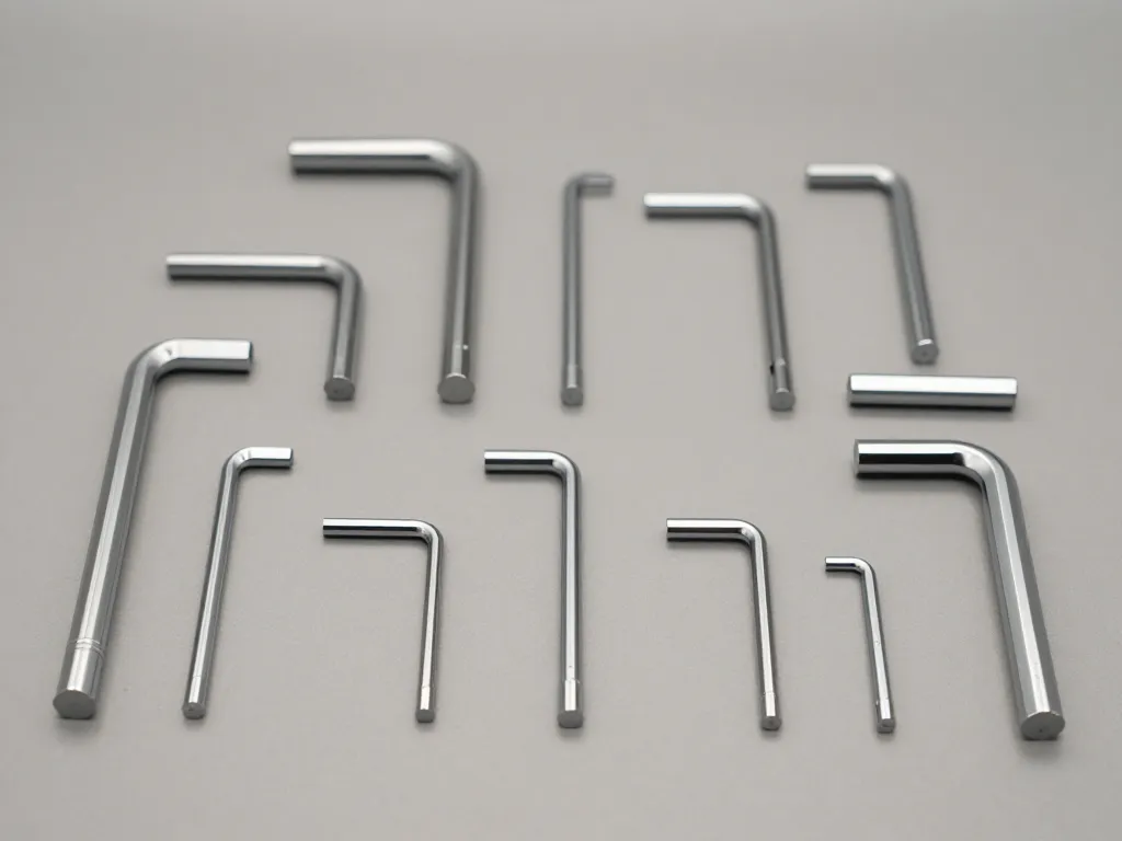 différents types de clé imbus présentés sur un plan de travail