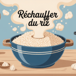 Image stylisée d’un bol de riz fumant illustrant comment réchauffer du riz