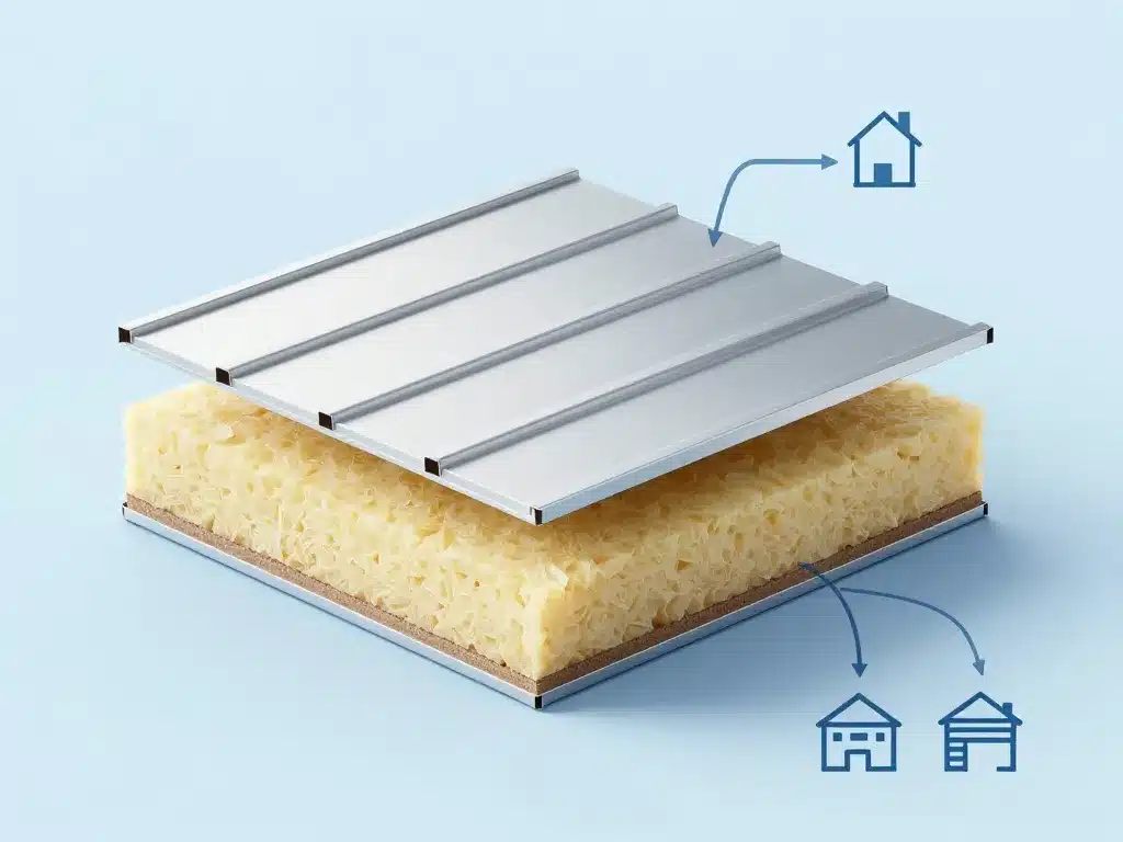 schéma composition panneau sandwich toiture applications