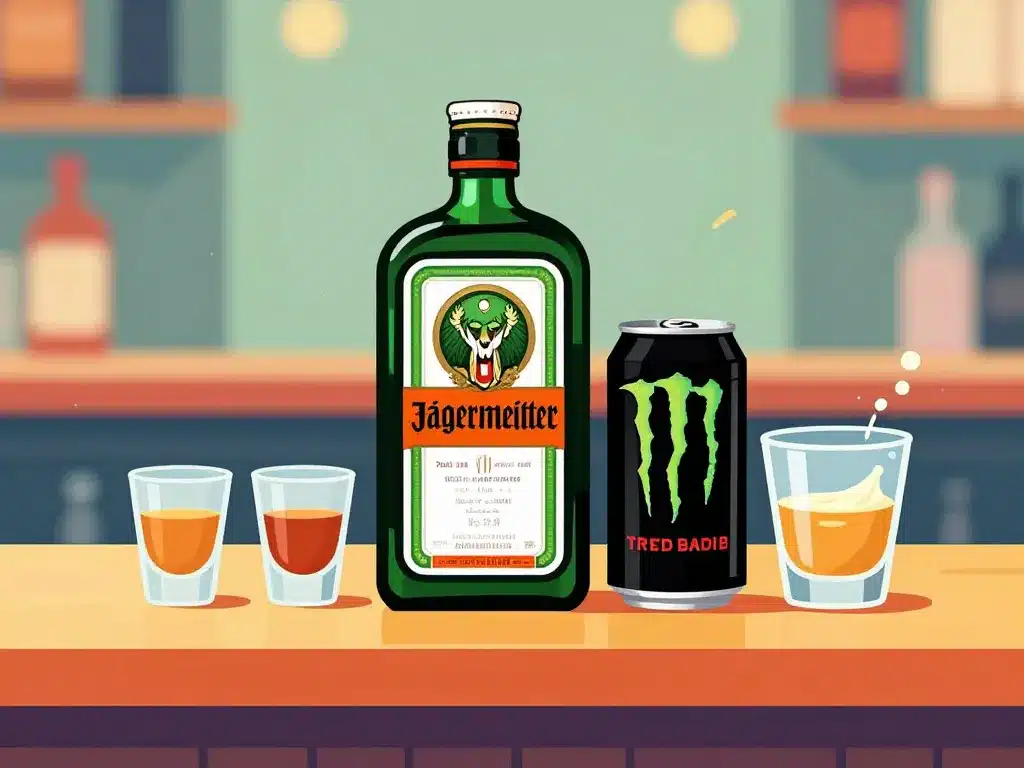 Ingrédients jager bomb et shot drop visuel