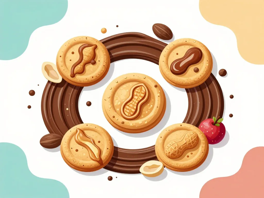 variations de cookies beurre de cacahuète avec chocolat, fruits et noix, style moderne