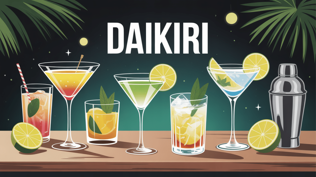 daikiri cocktail élégant avec citron vert et shaker