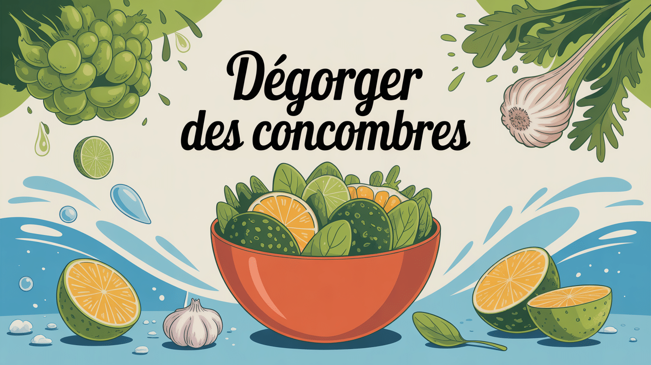 illustration dégorgement des concombres avec sel