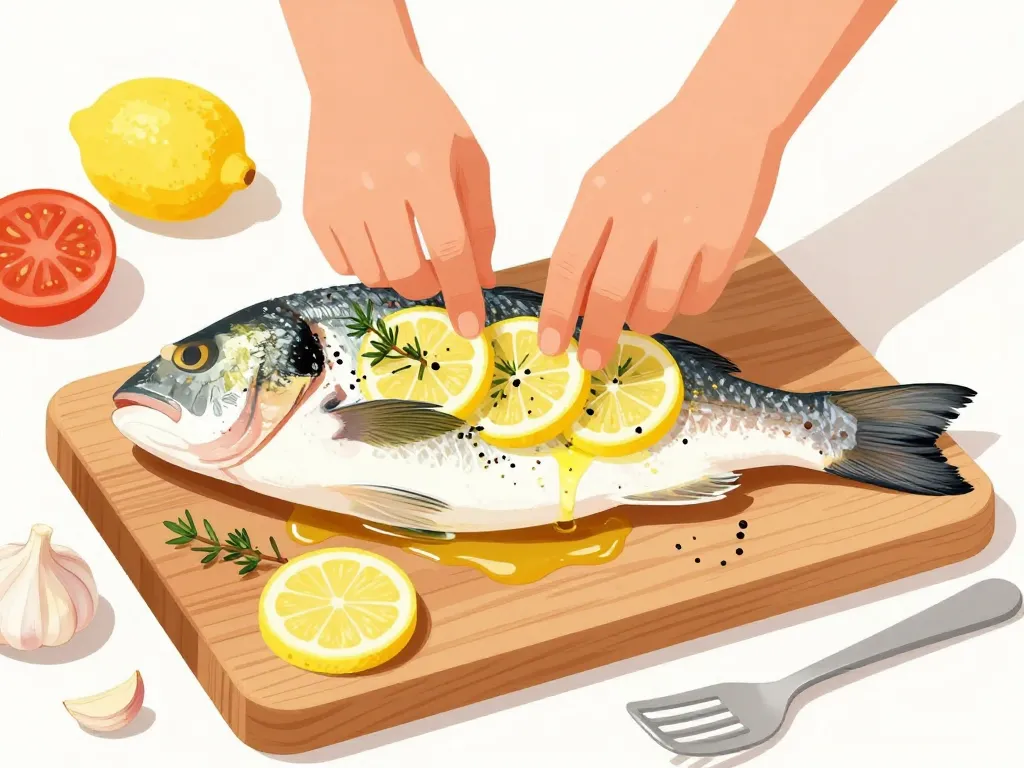 préparation dorade au four nettoyage et garniture citron herbes