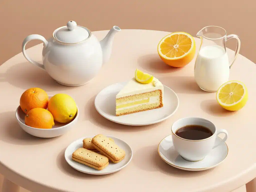 earl grey and thé avec lemon cake, shortbread, agrumes, lait, citron