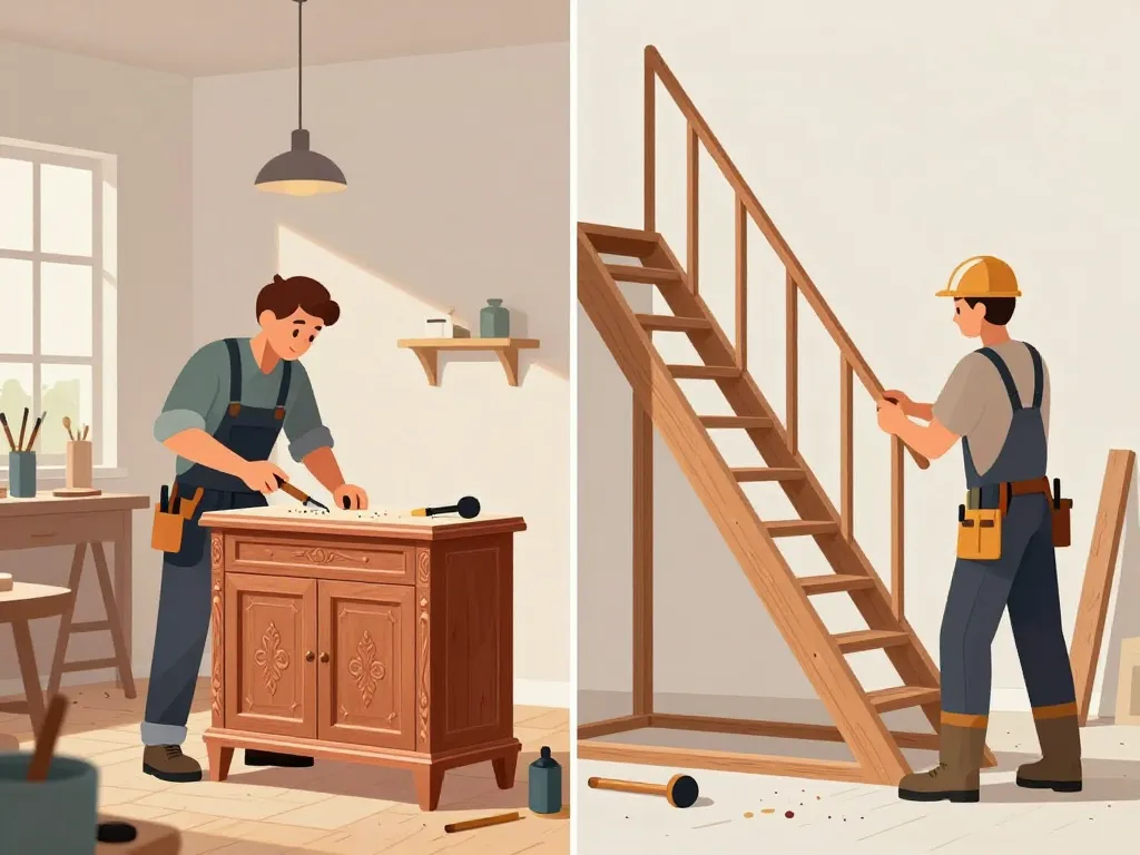 ébénisterie et menuiserie comparaison visuelle métiers