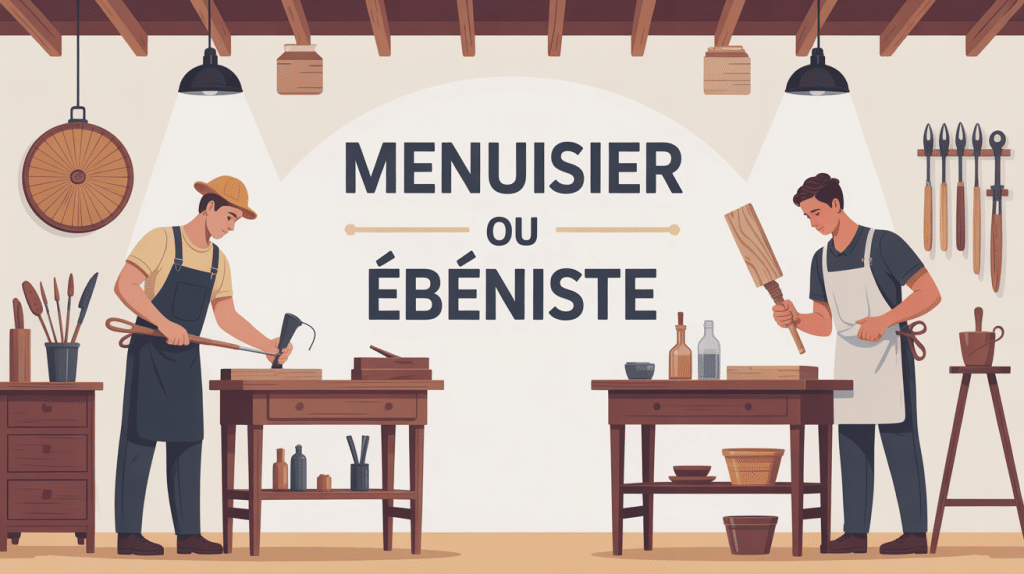 illustration ébénisterie et menuiserie artisans différences