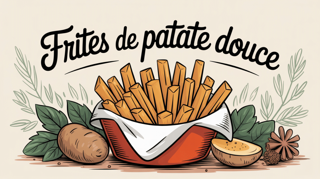 Illustration de frite de patate douce recettes croustillantes en panier