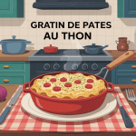 Gratins de pates au thon doré au four, cuisine conviviale