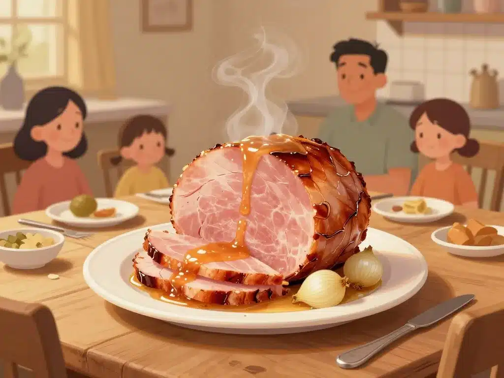 jambon chaud sauce échalote convivial en famille