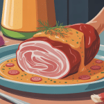 jambon chaud sauce échalote sur table familiale