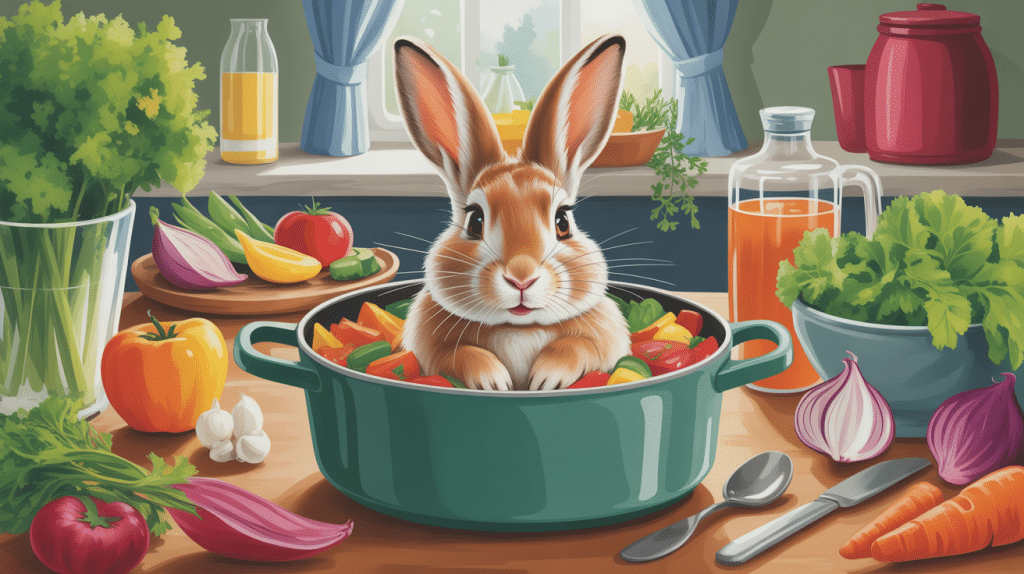 lapin cocotte minute dans une cocotte avec légumes ambiance familiale