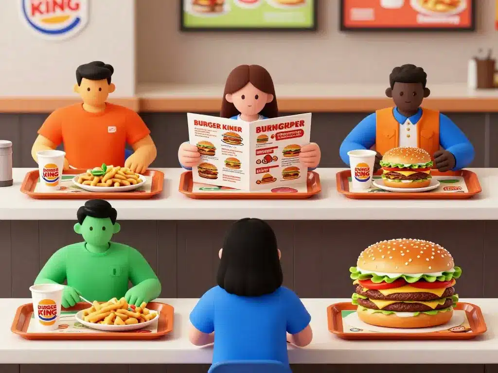 divers choix meilleur menu burger king selon profil et faim