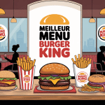 illustration colorée meilleur menu burger king table remplie de burgers frites boissons