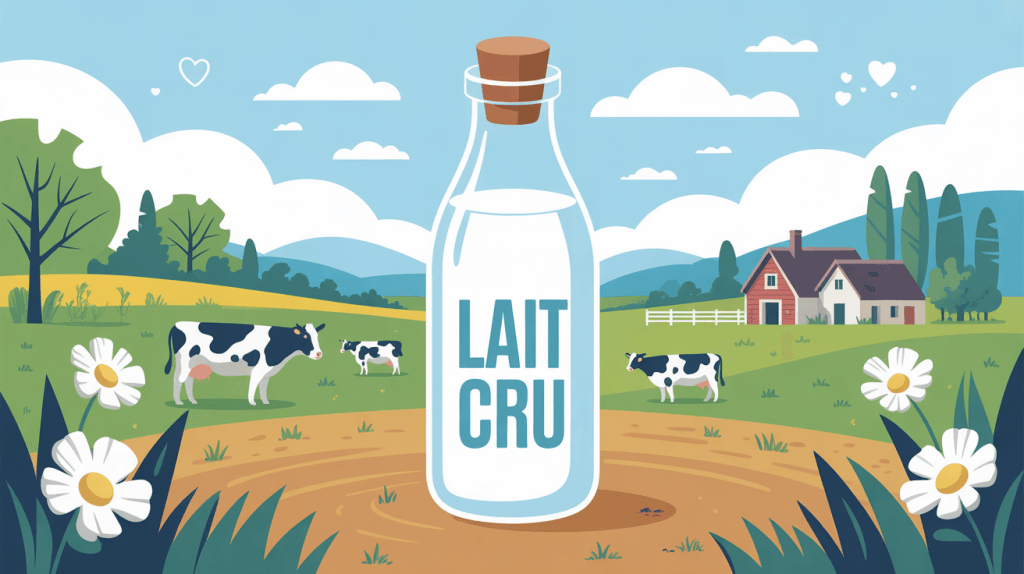 Illustration où acheter du lait cru en France, paysage rural et santé