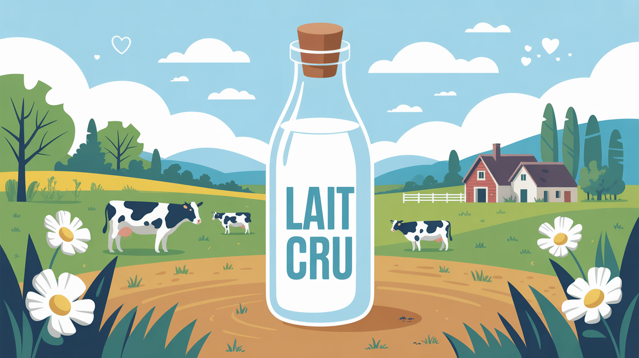 Illustration où acheter du lait cru en France, paysage rural et santé