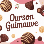 illustration ourson guimauve colorée titre central