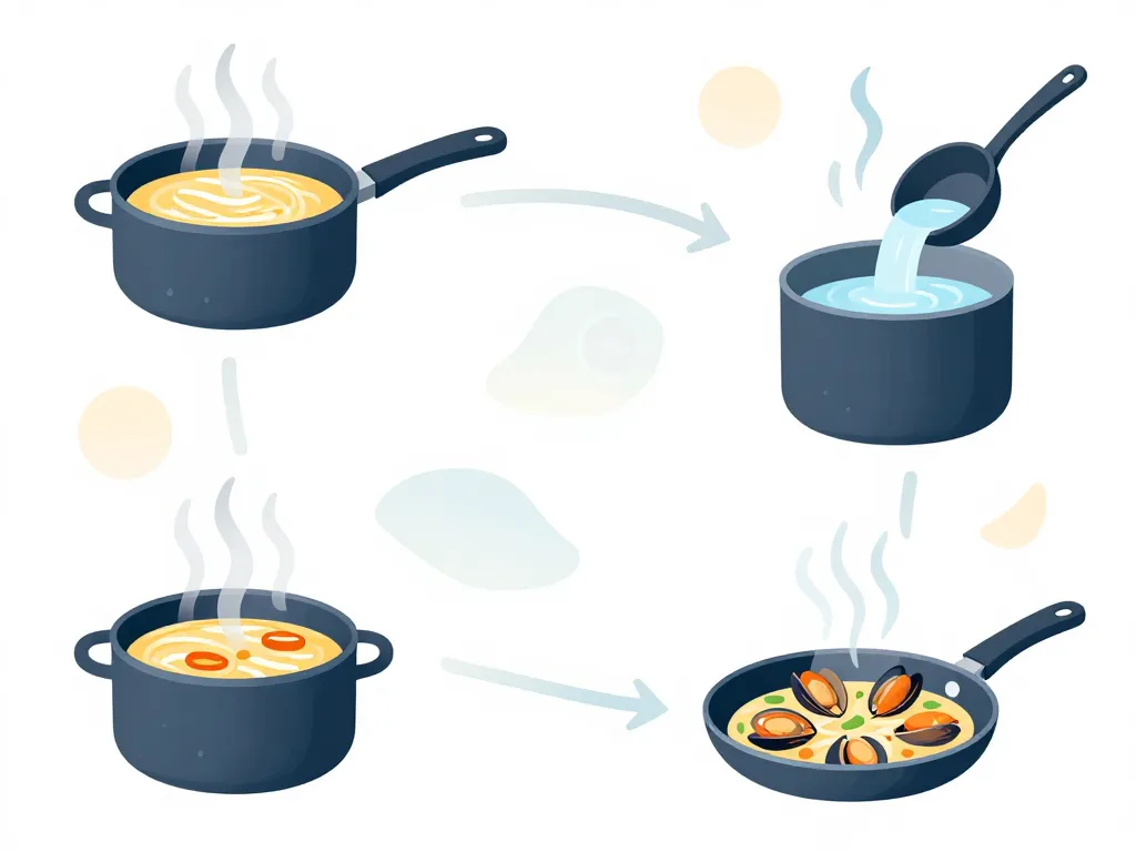 etapes cuisson pates aux fruits de mer