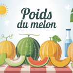 illustration poid melon balance sur table d'été