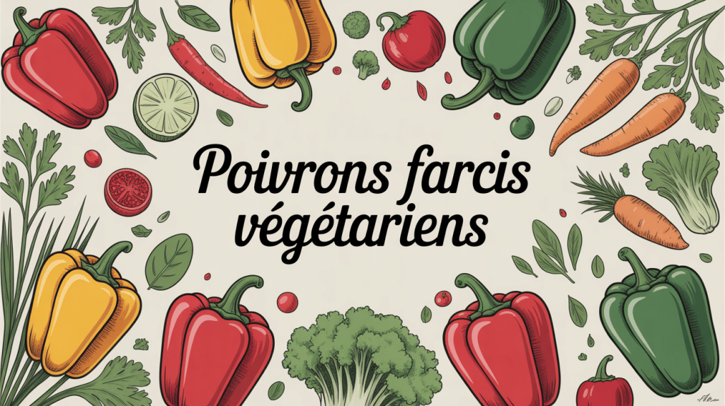 poivrons farci vegetarien légumes et céréales en couleurs