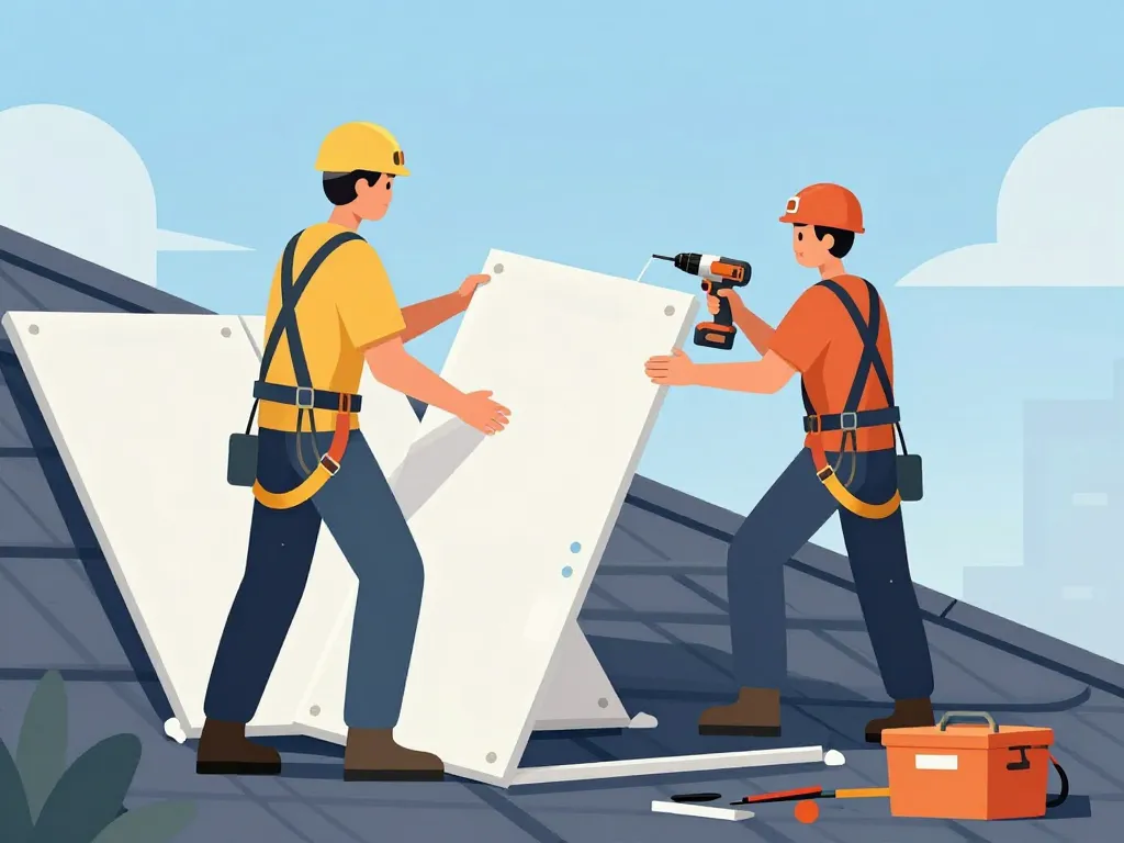 installation panneau sandwich toiture sécurité toiture