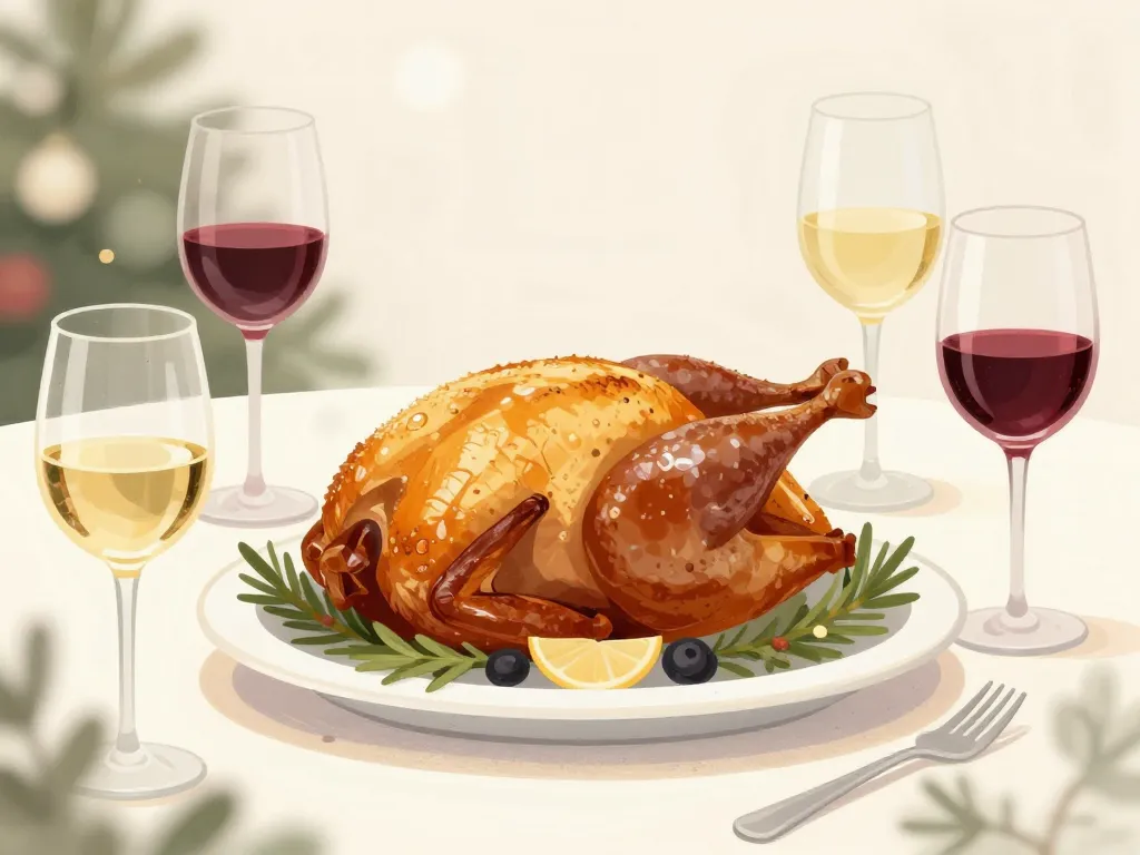 Quel vin avec chapon rôti et verres de vin
