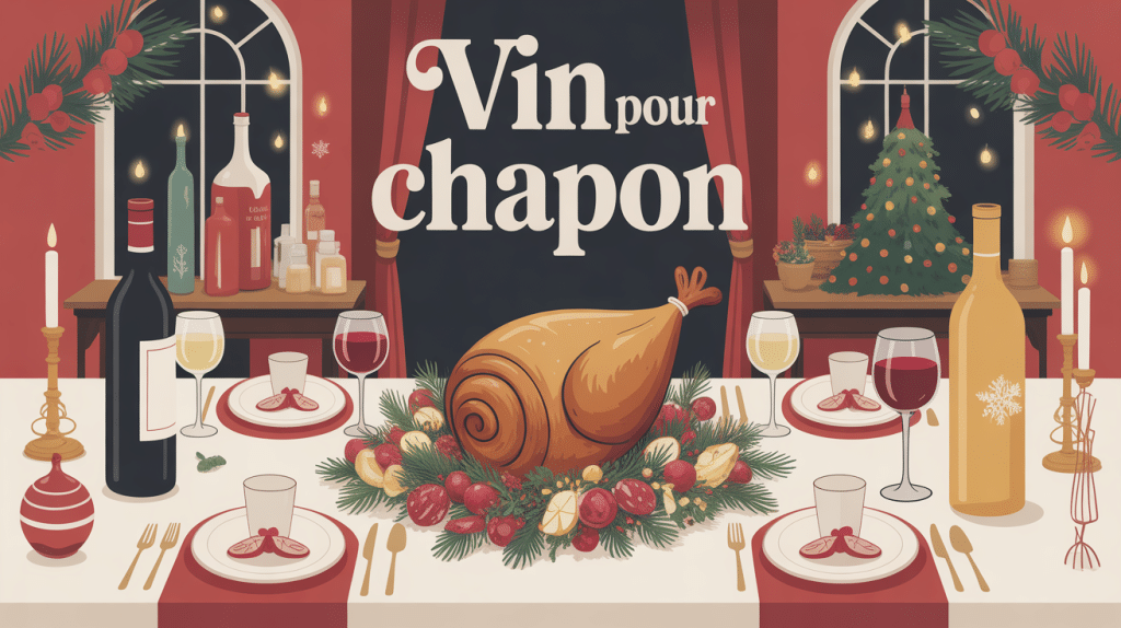 Quel vin avec chapon sur une table de Noël décorée