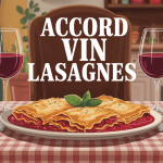 Scène conviviale avec lasagnes et vin rouge