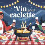 illustration vin blanc raclette table conviviale