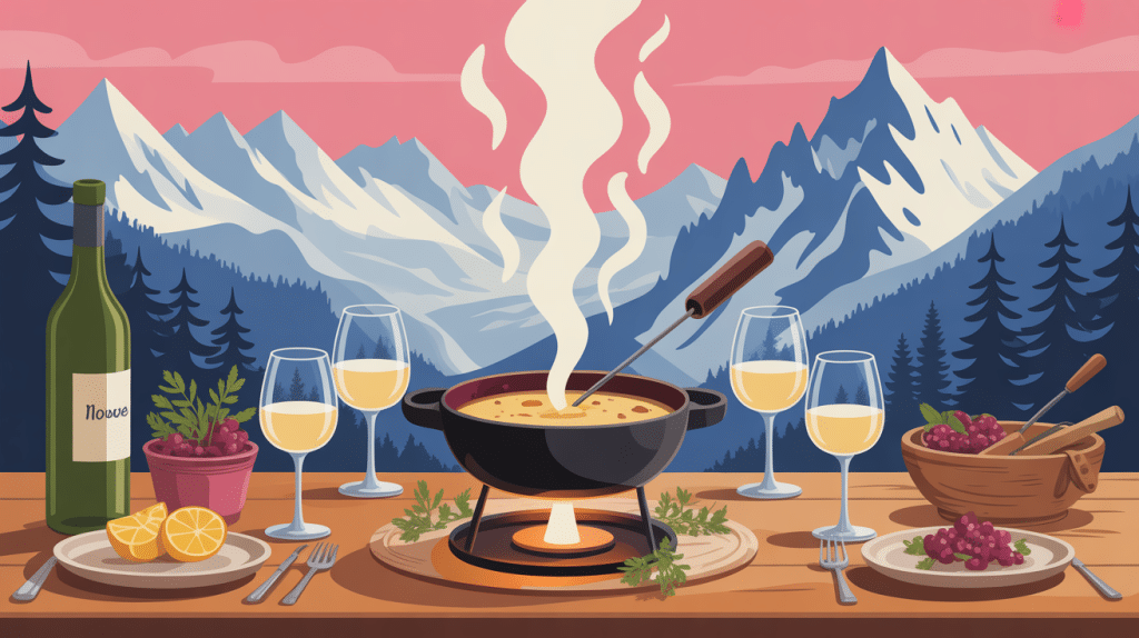 Table de montagne fondue et vin blanc, quel vin pour fondue savoyarde