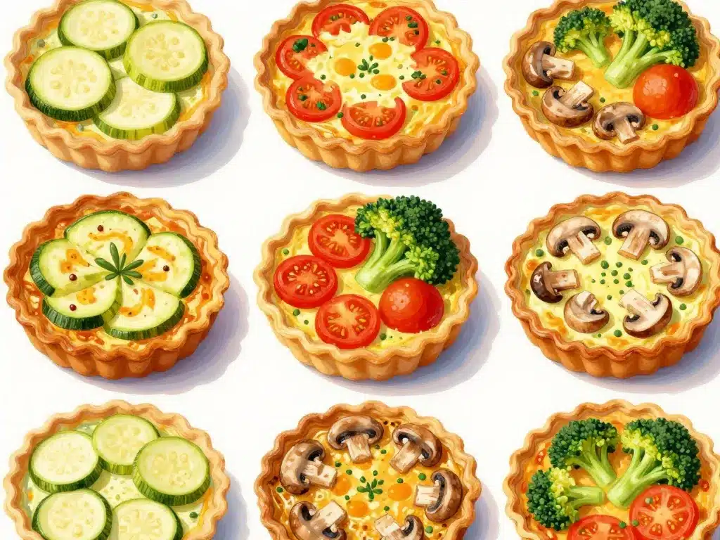 quiches aux légumes sans pâte avec plusieurs légumes de saison