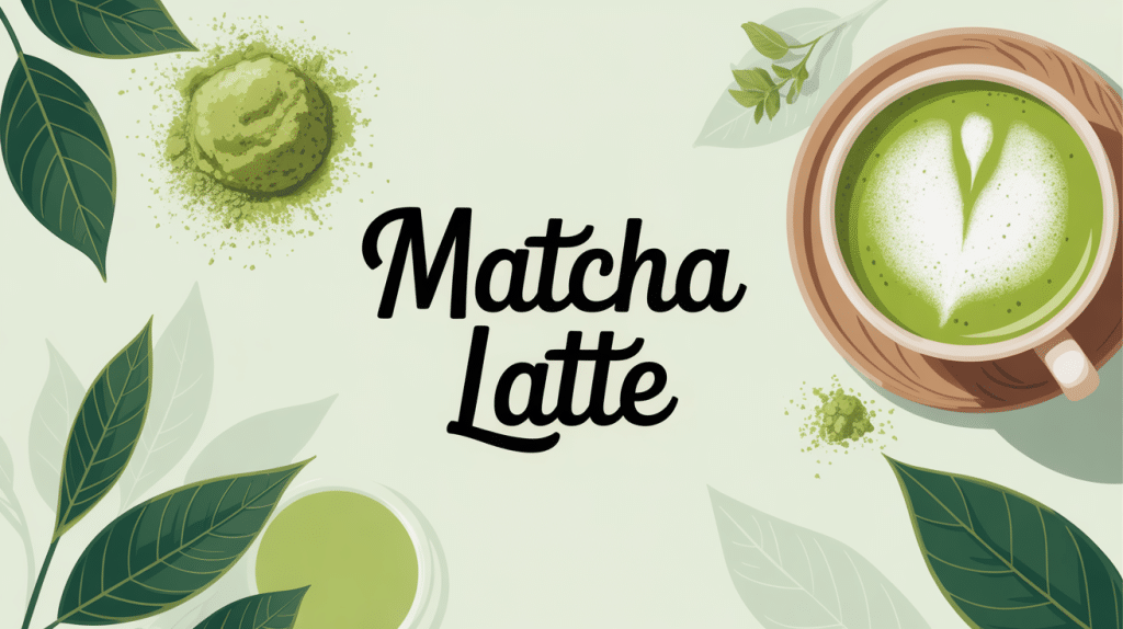 recette matcha latte maison illustration zen