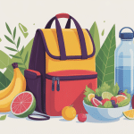 sac repas isotherme avec aliments frais et accessoires