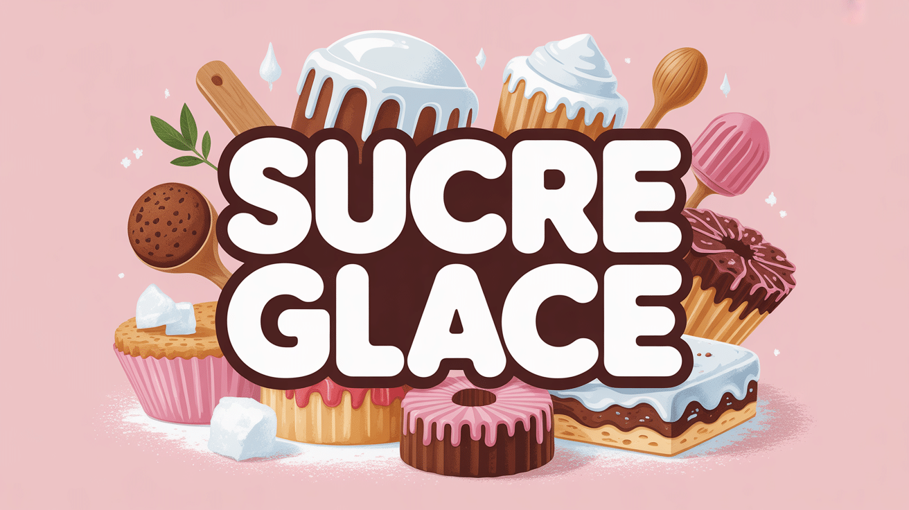 Illustration moderne mettant en avant le sucre glace en pâtisserie