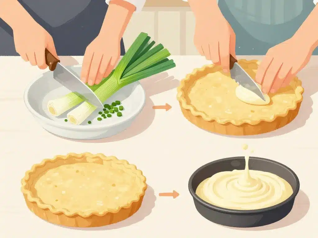 Étapes essentielles tarte poireaux maison