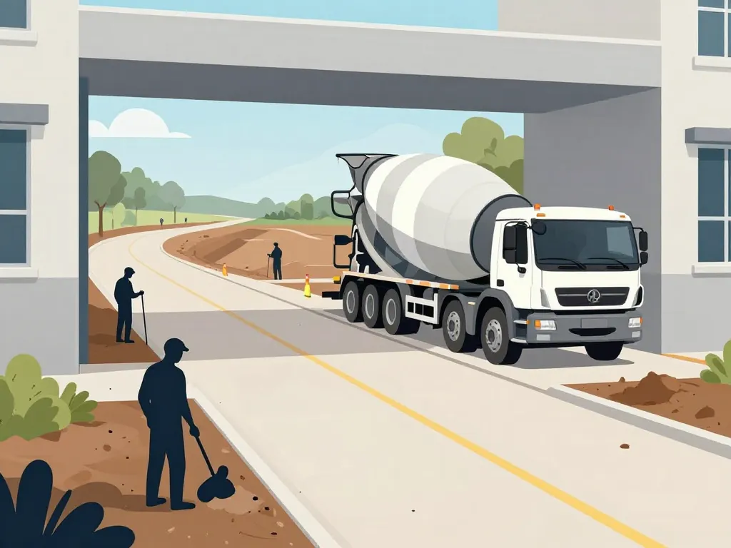 toupie à béton accès préparation terrain chantier