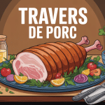 Travers de porc caramélisés présentés avec accompagnements