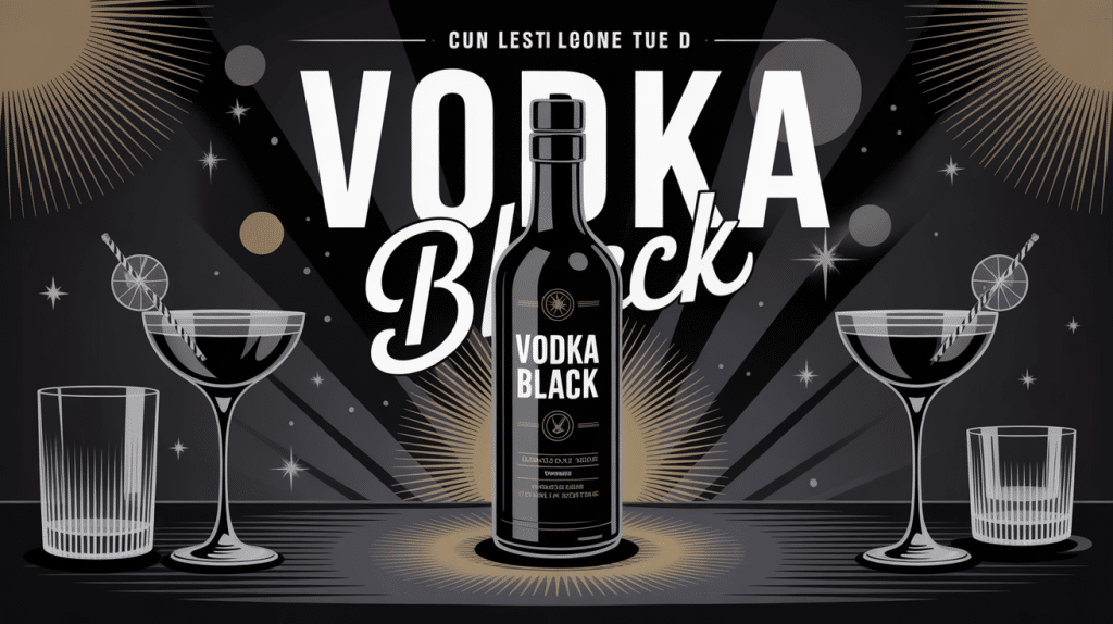 bouteille vodka black stylisée ambiance festive