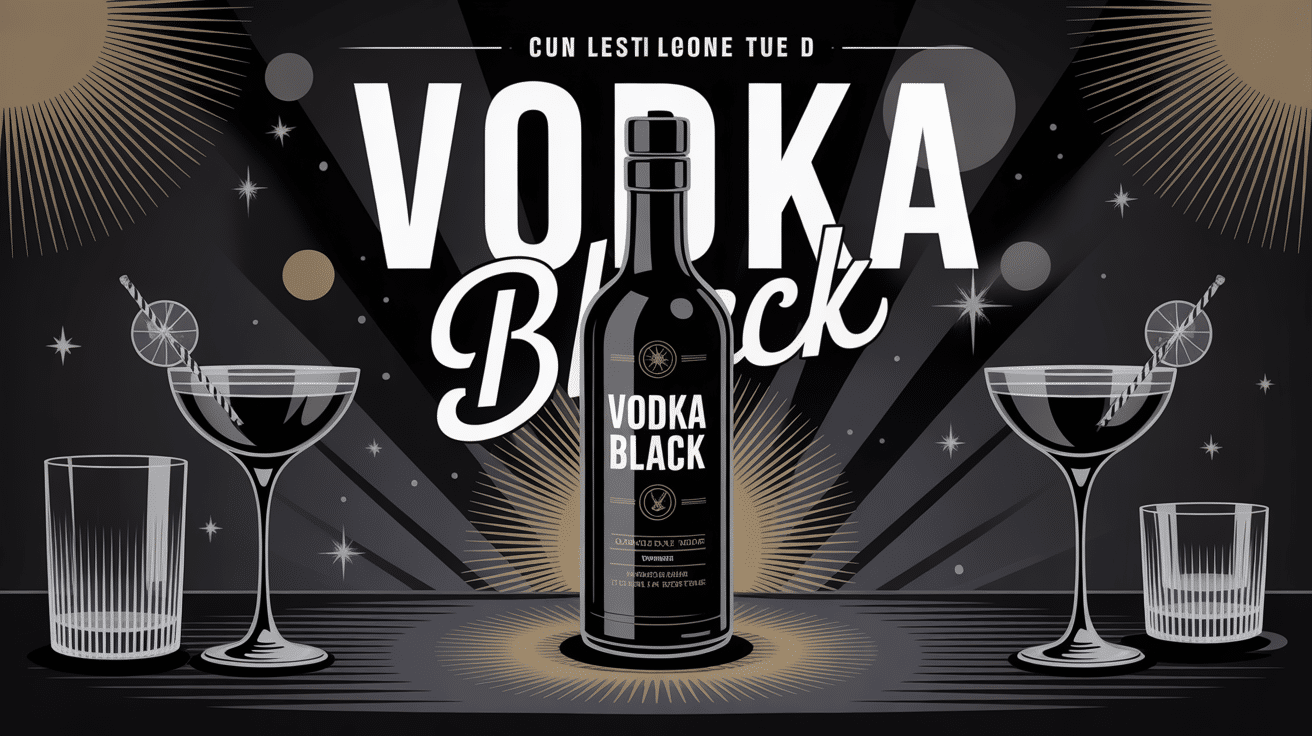 bouteille vodka black stylisée ambiance festive