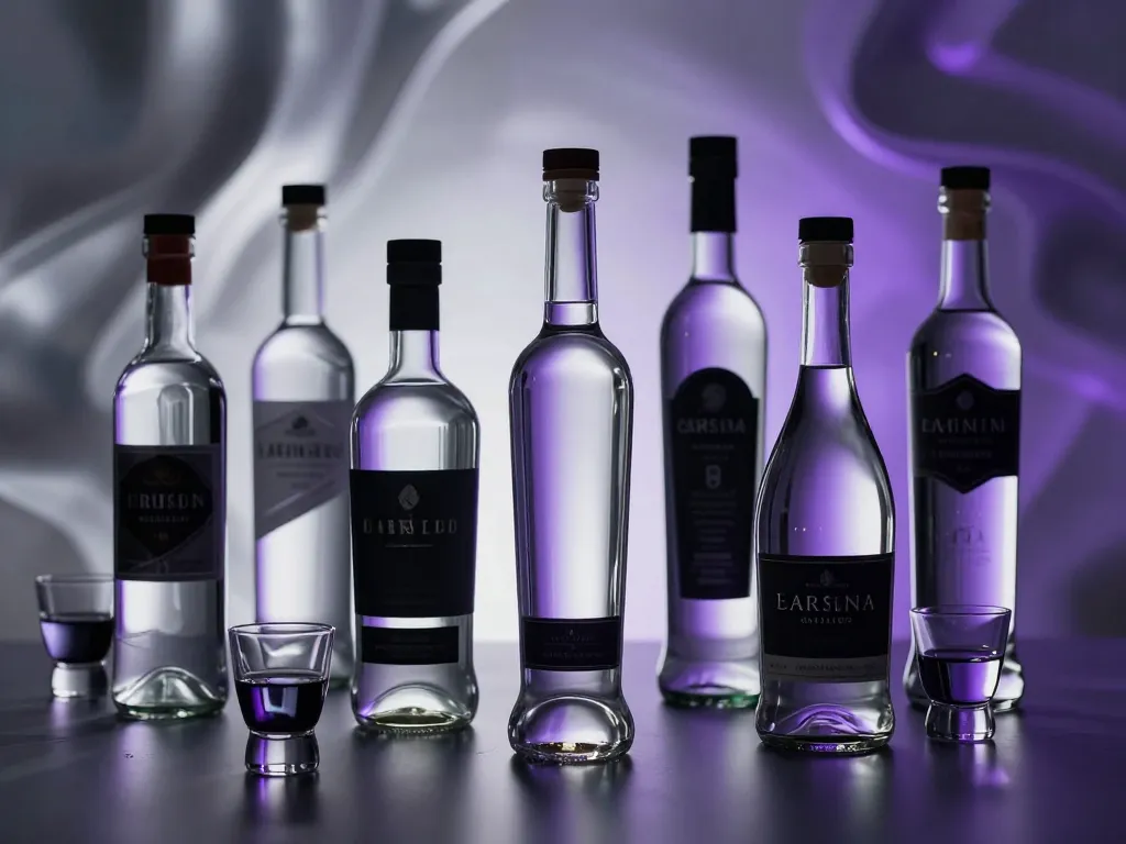 bouteilles vodka black variées verres dégustation